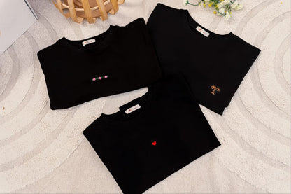 T-shirt d'allaitement avec broderie - Noir