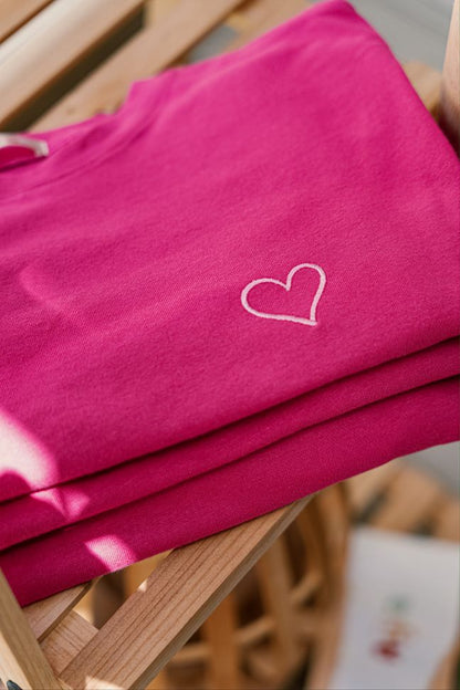 T-shirt d'allaitement avec broderie - fuchsia